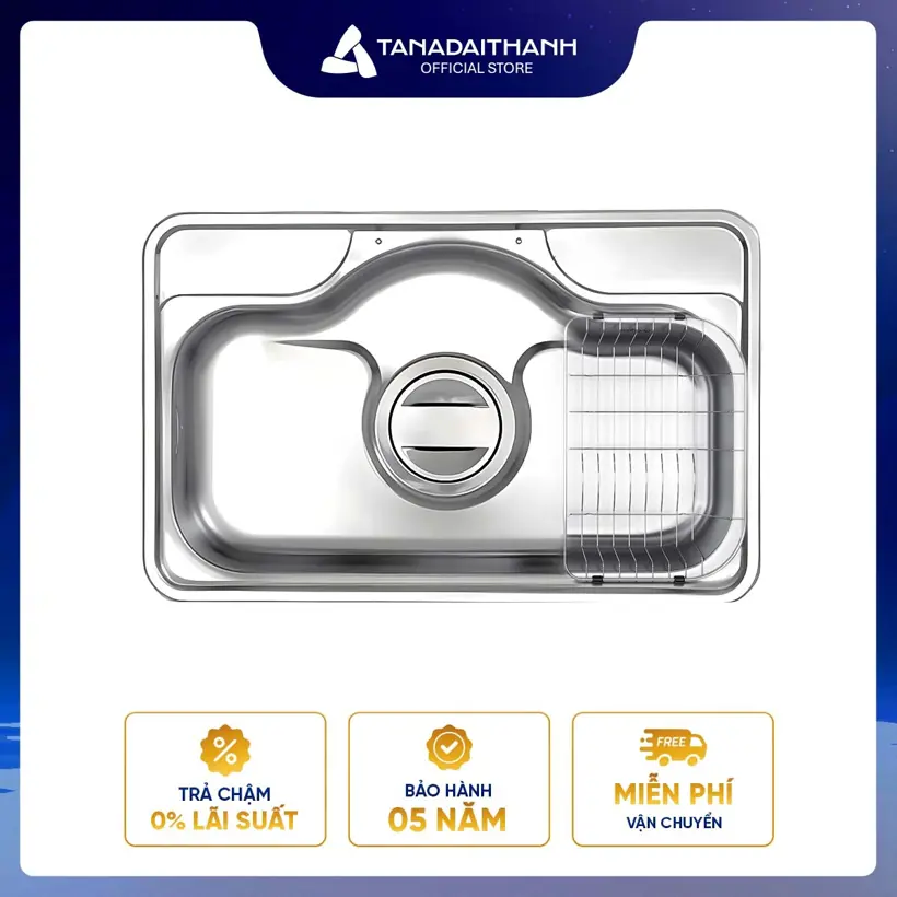 Chậu đơn rửa bát Wonang WKJ08551 một hố inox 304 – Made In Korea
