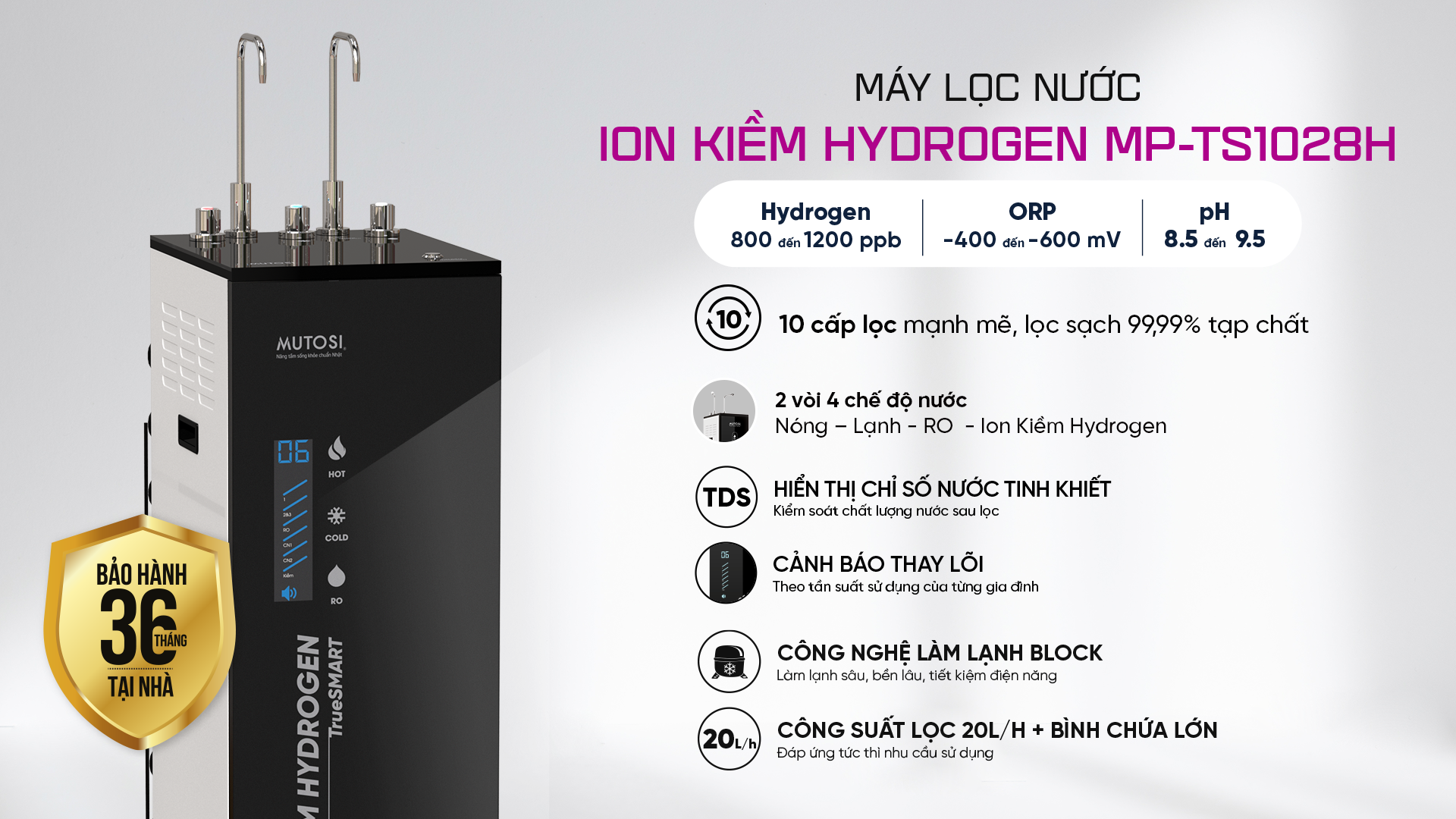 Máy Lọc Nước Ion Kiềm Hydrogen MP-TS1028H