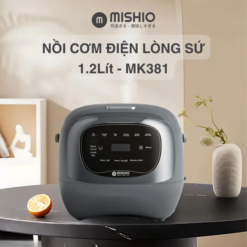 Nồi cơm điện sứ dưỡng sinh, nhãn hiệu Mishio Model MK381