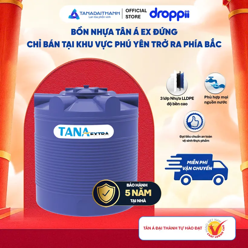 Bồn nhựa Tân Á 1.000L EX- bồn đứng ( Phân phối từ khu vực Bình Định trở ra phía Bắc)