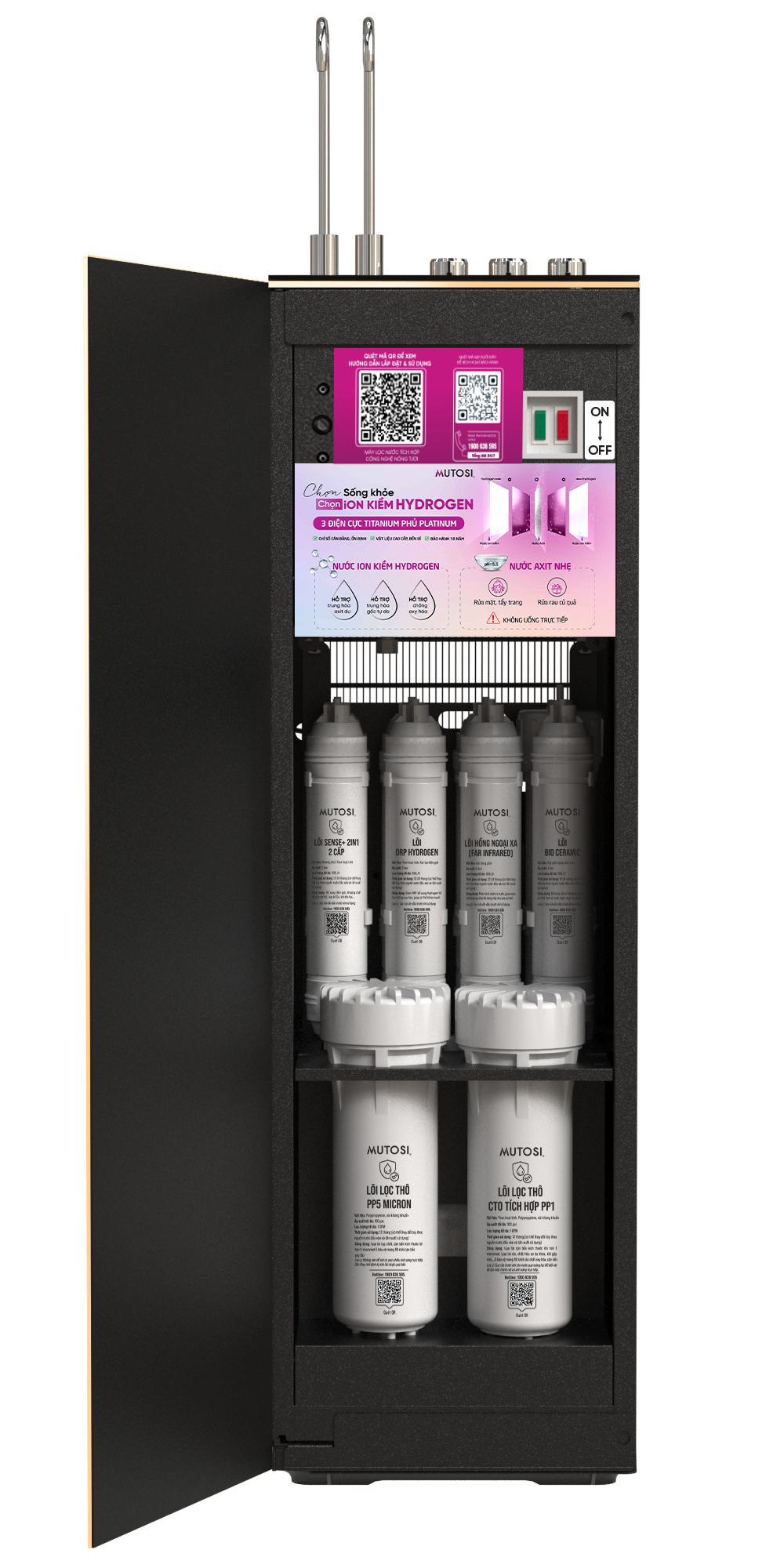 Máy lọc nước điện giải ion kiềm hydrogen nóng lạnh nguội Mutosi MP-P88N