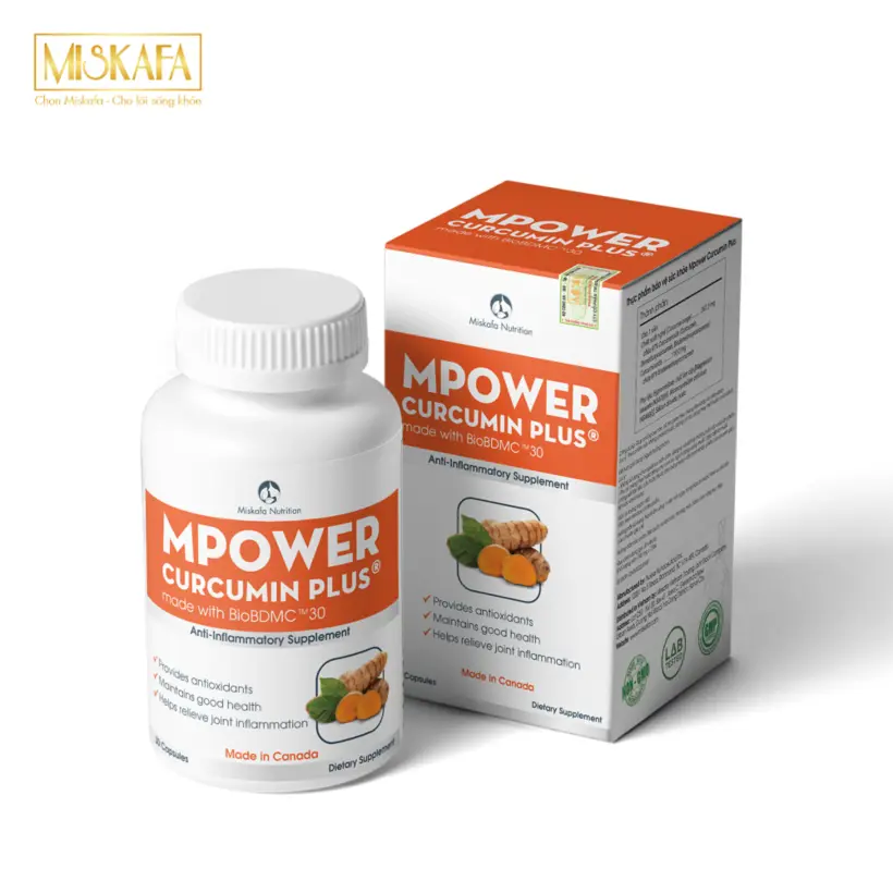 TPBVSK Mpower Curcumin Plus made with BioBDMC™30 tiêu chuẩn Canada, được cấp sáng chế (Hộp 30 viên)