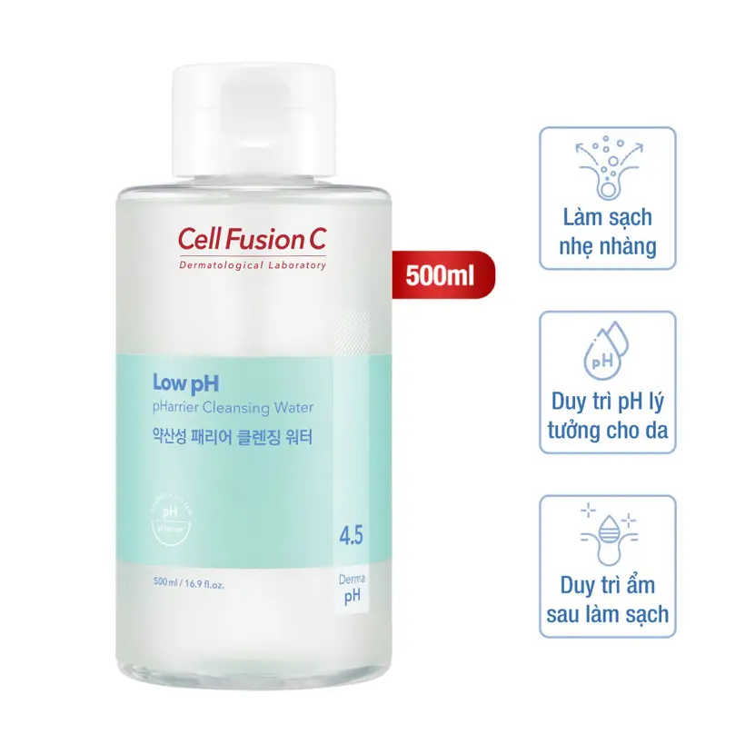 Nước Tẩy Trang Rửa Mặt Cấp Ẩm Cân Bằng độ pH Trên Da Cell Fusion C Low pH Pharrier Cleansing Water