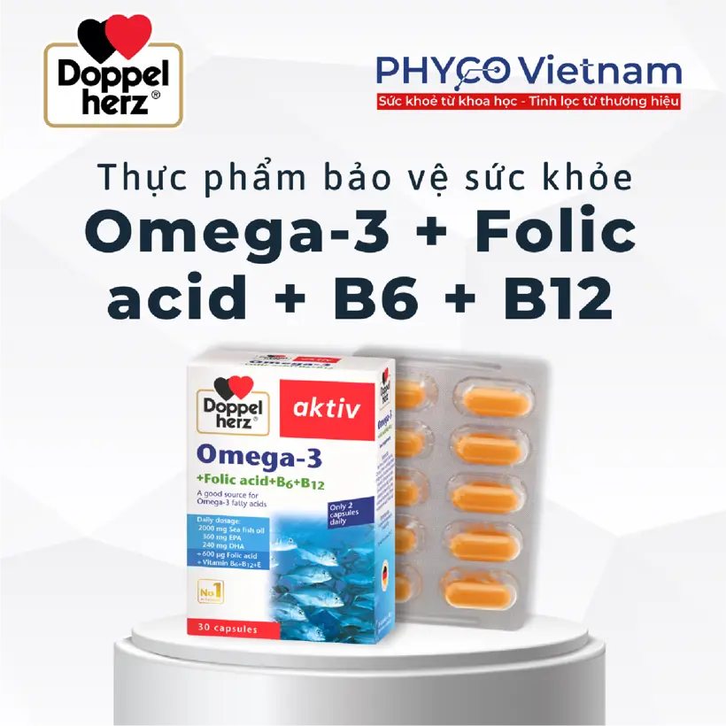 TPBVSK Omega-3 + Folic acid + B6 + B12 hỗ trợ sức khỏe tim mạch và não bộ